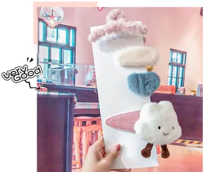 Cute plush hair clip set fluffy claw clip sweet hair accessories for women girls daily wear