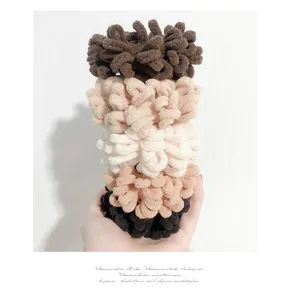 Winter plush velvet hair scrunchies stack, soft elastic hair bands for women and cute daily ponytails.