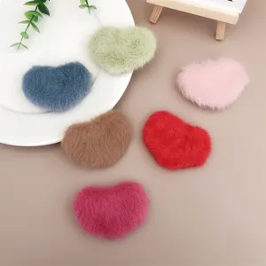 Cute plush heart hair clips, sweet candy colors winter hair accessories for girls and women.