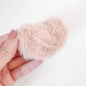 Cute pink heart plush hair clip sweet autumn winter fluffy hair accessory for girls