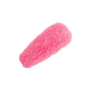 Cute pink plush teardrop hair clip for women and girls, soft fuzzy hair barrette accessory.
