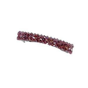 Glitzernde Kristall Strass Haarklammer für Damen, elegante lila Perlen Spange.