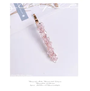 Pink crystal hair clip handmade rhinestone bobby pin cute side hair accessories for women girls