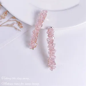 Korean Style Pink Rhinestone Crown Hair Clip Sweet Alloy Artificial Pearl Handmade Hairpin Headwear For Women Girls Jewelry