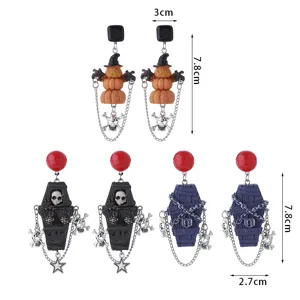 Halloween schedel pompoen oorbellen gothische doodkist oorbellen donkere sieraden voor vrouwen