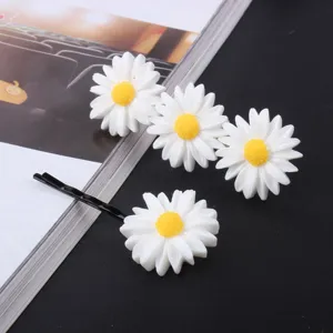 Cute white daisy hair clips sweet floral bobby pins for women girls hair accessories