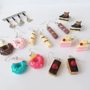 Süße Japanische Soft Girl Handgemachte Simulation Donut Kuchen Ohrringe Süße Milchflasche Ohrhänger Skurrile Essen Schmuck Geschenk Für Damen Mädchen Party
