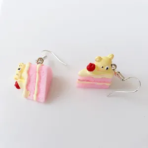 Süße Harz Kuchen Bär Ohrringe Cartoon Dessert Hängeohrringe Schmuck für Damen Mädchen