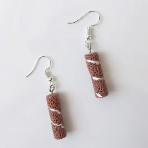 Handgemachte süße Dessert Waffelrolle Ohrringe für Damen im verspielten süßen Stil Schmuck
