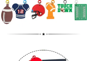 Set llavero de rugby PVC regalos de fiesta de fútbol equipo colgante para mochila
