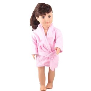 18 inch doll pink bathrobe outfit cute toy doll clothes accessory for kids gift collection.