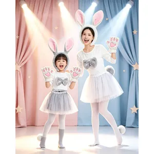 Joli ensemble de costume de lapin de Pâques Halloween avec serre-tête et tutu maman enfant.
