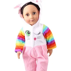 Vestiti per bambole 18 pollici tutina con orecchie di coniglio maniche arcobaleno 45 cm