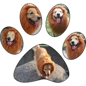 Haustier Löwenmähne Kostüm für Hunde, lustige braune Plüsch Perücke Kopfbedeckung Cosplay.