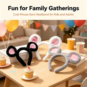 Cute plush mouse ears headband for kids and adults family gathering party costume accessory