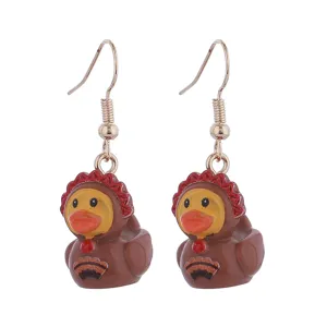 Thanksgiving turkey duck resin earrings cute cartoon novelty drop earrings for women holiday