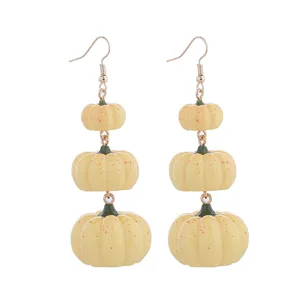 Leuke gestapelde pompoen oorbellen, herfst oogst feest hars sieraden mode accessoires voor vrouwen.