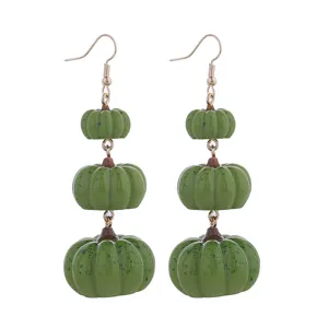 Charmante herfst winter pompoen groene gespikkelde lange oorbellen trendy thanksgiving sieraden