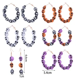Halloween skull earrings spooky goth beaded hoop earrings and drop party jewelry item