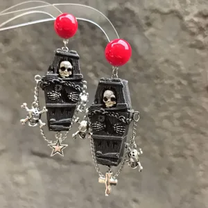Gotische Halloween schedel doodskist oorbellen donkere subcultuur punk stijl hangend