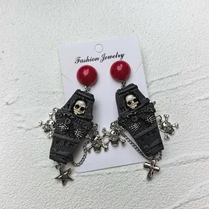 Gotische Halloween schedel kist oorbellen punk donkere stijl ster kruis legering sieraden