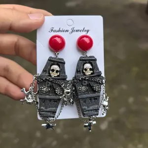 Halloween gotische doodskist skelet oorbellen donkere subcultuur punk ster oorbellen