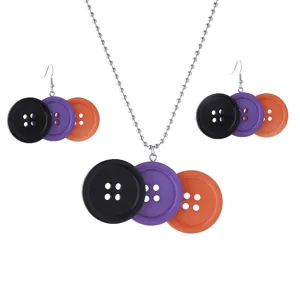 Halloween gothisch kleurrijke knopen ketting oorbellen set mode sieraden cadeau y2k stijl