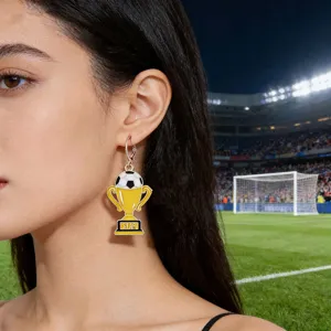 Coppa del Mondo calcio trofeo orecchini goccia olio pendente sport moda giorno partita