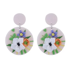 Orecchini pendenti fiori in argilla polimera 3D stile vintage carino gioielli donna