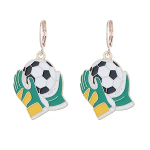 Eleganti Orecchini pendenti con guanti da portiere di calcio smalto moda sportivi
