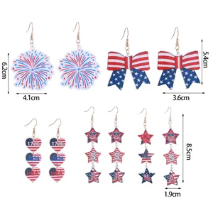 Amerikanische Unabhängigkeitstag Acryl Ohrringe Set, patriotische Stern Feuerwerk Schmuck.