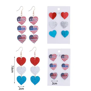 USA Unabhängigkeitstag Acryl Herz Ohrringe Set 2026 Mode Urlaub Schmuck Geschenke Party