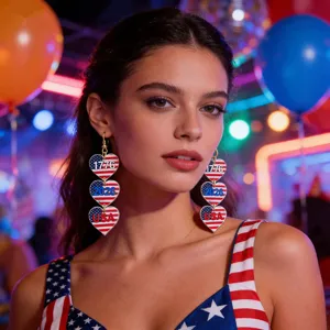 Amerikanische Unabhängigkeitstag Acryl Ohrringe, patriotische Herz Party Schmuck.
