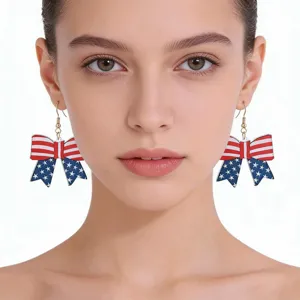 Amerikanische Flagge Schleife Acryl Ohrringe für Unabhängigkeitstag und Party Mode Stil.
