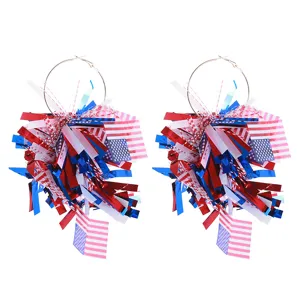 US Unabhängigkeitstag Lametta Creolen Rot Weiß Blau Festliche Party Schmuck Geschenke