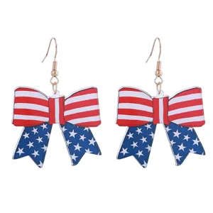 Amerikanische Unabhängigkeitstag Acryl Schleife Ohrringe, stilvoller Festival Schmuck.
