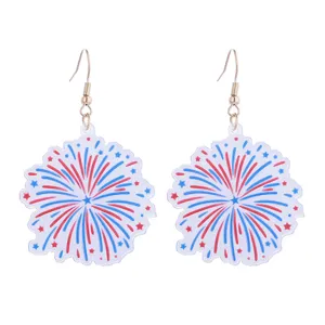 Unabhängigkeitstag Acryl Ohrringe rot weiss blau Feuerwerk Stern Festival Party Schmuck