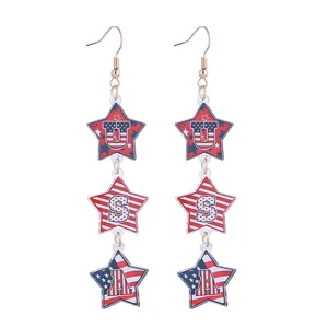 Amerikanische Unabhängigkeitstag Stern Acryl Ohrringe lange patriotische Festival Schmuck.