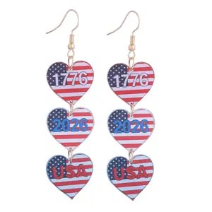 4. Juli Amerikanischer Unabhängigkeitstag Acryl Herz Ohrringe Patriotischer Schmuck