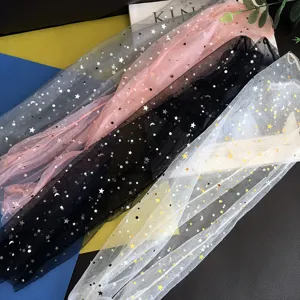 Donne calze a rete trasparenti stella tulle glitter calzini lunghi quattro colori
