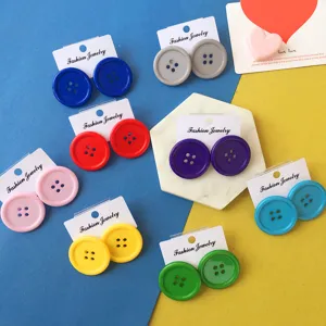 Bunte Bonbon-Knopf-Ohrstecker, ausgefallene Vintage Harajuku runde Ohrringe für Damen.