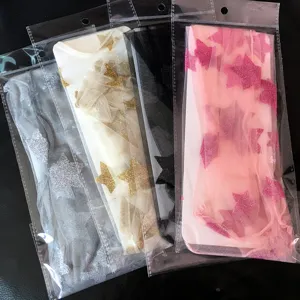 Calzini trasparenti in rete con stelle lucide per donna, elegante stile primaverile alla moda.