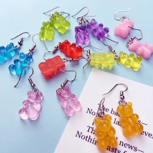 Handgemachte bunte Gummibärchen Ohrringe süße transparente Harz Ohrhänger Schmuck