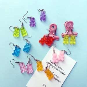 Handgemachte bunte Harz Gummibär Ohrringe süße Cartoon Stil niedlicher Schmuck für Damen