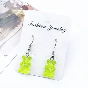 Handgemachte grüne Gummibärchen Ohrringe süße transparente Bonbon Ohrhänger für Damen