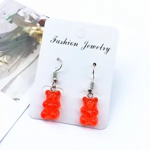 Handgemachte rote Gummibärchen Ohrringe süße Acryl Bonbon Ohrhänger für Damen Mädchen