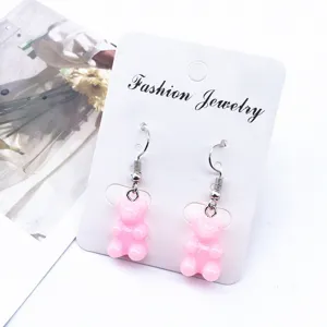 Rosa Haribobär-Ohrringe, süße transparente Bonbon-Ohrhänger für Damen und Mädchen Alltag.