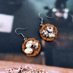 Boucles d'oreilles nid d'oiseau oeuf de caille mignon bijoux fantaisie originaux