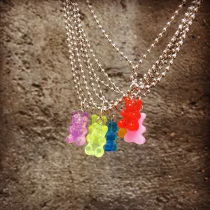 Multi-layer ball chain colorful transparent gummy bear necklace sweet cool Y2K clavicle choker
