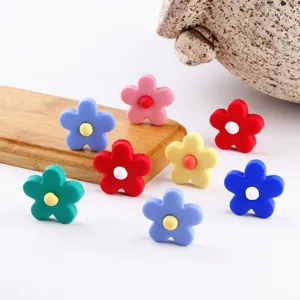 Schattige kleurrijke bloem hars oorknopjes zoete snoep stijl DIY sieraden accessoires